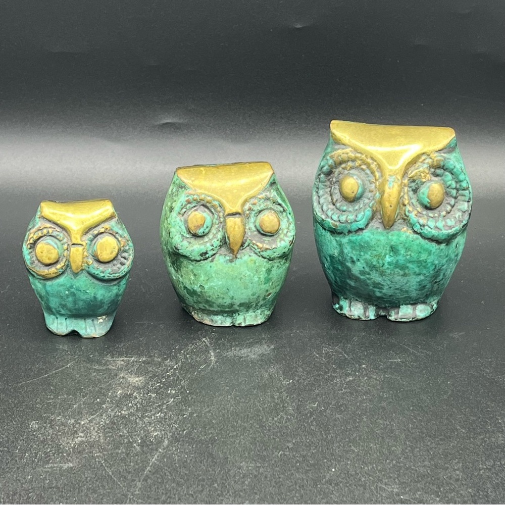 Vintage Brass Owl Trio